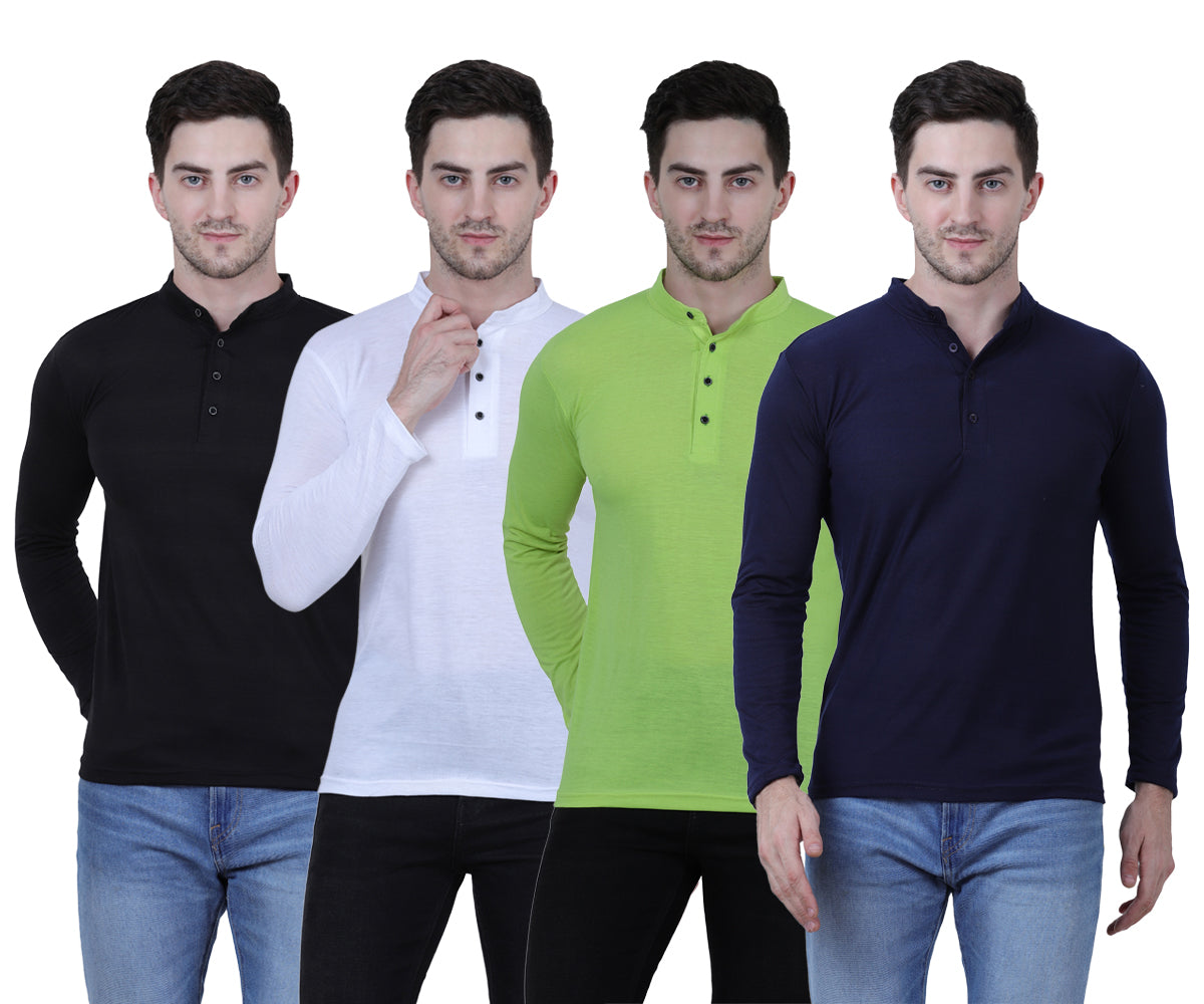 Cotton Blend Full Sleeves Trendy Tshirt For Men's (Pack of 4)