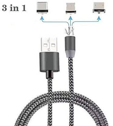 360 Degree Rotating 3 IN 1 Magnetic Data Cable