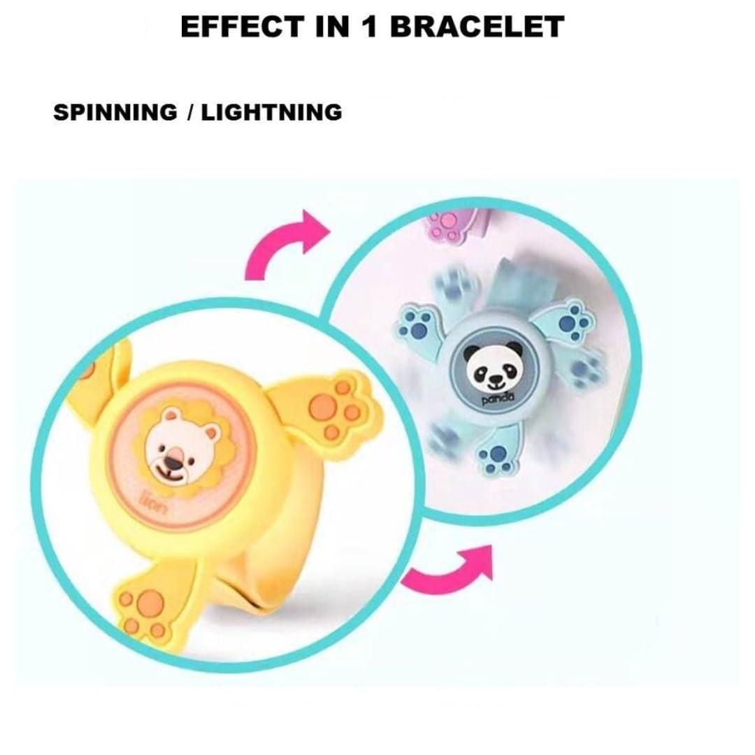 LED Light Kids Rakhi Spinning Toy Boy Girl Spinning Slap Band Cartoon Bracelet