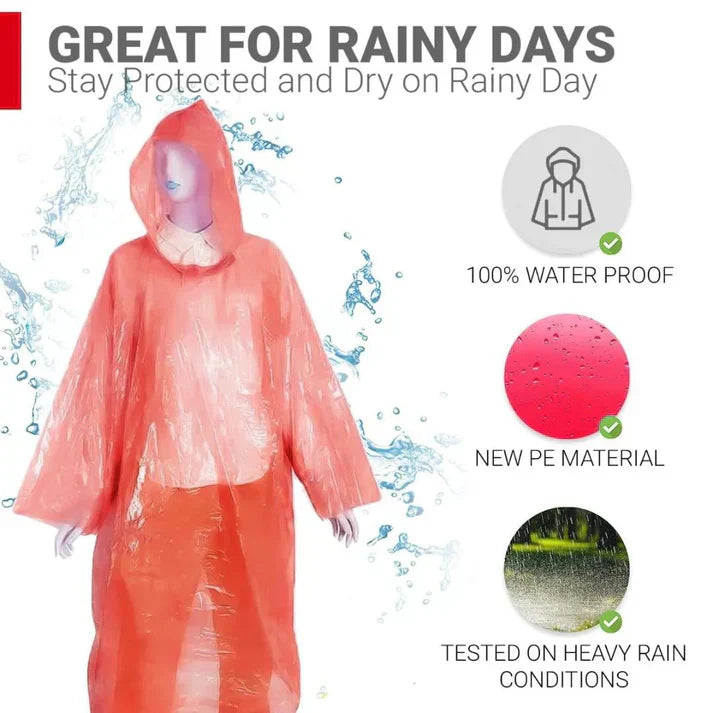 Unisex Disposable Rain Card for Emergency Use Waterproof Rain with Smallest Pocket Size (pack of 5)