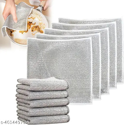 Kitchen Towel Multipurpose Wire Dishwashing Scrubber for Wet and Dry, Easy Rinsing, Reusable, Wire Cleaning Cloth Wire Dish Towels(Pack of 6)